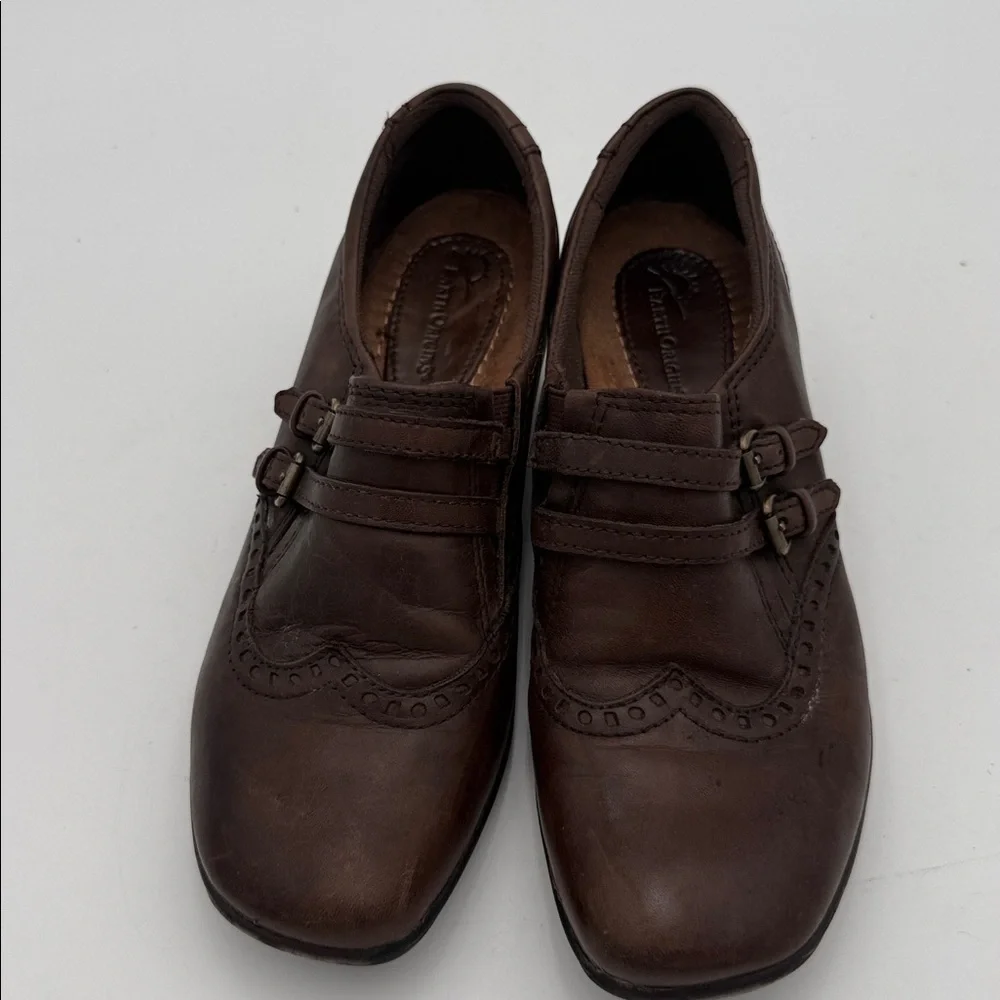 Earth Origins Brown Leather Loafers bootie women 7M casual office comfort Y2K